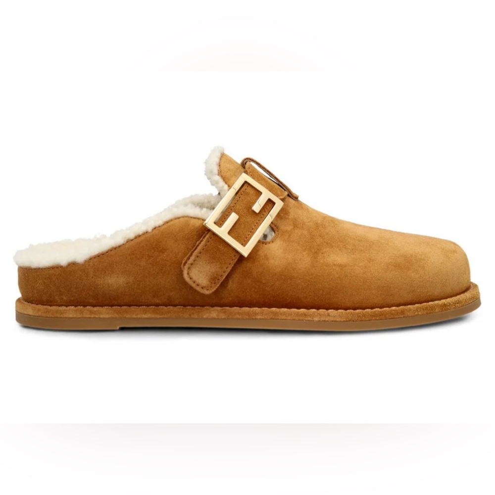 Fendi Feel Mules in caramel